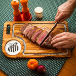 Tábua de Churrasco Resinada Personalizada SANTOS | Madeira Teca Premium com Acabamento Alto Brilho