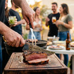 Faca de Churrasco Artesanal Personalizada BOTAFOGO | Aço Inox 420C com Cabo em Madeira e Resina + Bainha de Couro