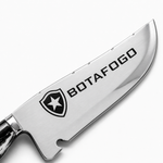 Faca de Churrasco Artesanal Personalizada BOTAFOGO | Aço Inox 420C com Cabo em Madeira e Resina + Bainha de Couro
