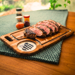 Tábua de Churrasco Resinada Personalizada SANTOS | Madeira Teca Premium com Acabamento Alto Brilho