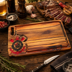 Tábua de Churrasco Personalizada CORINTHIANS | Tábua de Carne em Madeira com Porta Molho e Canaletas