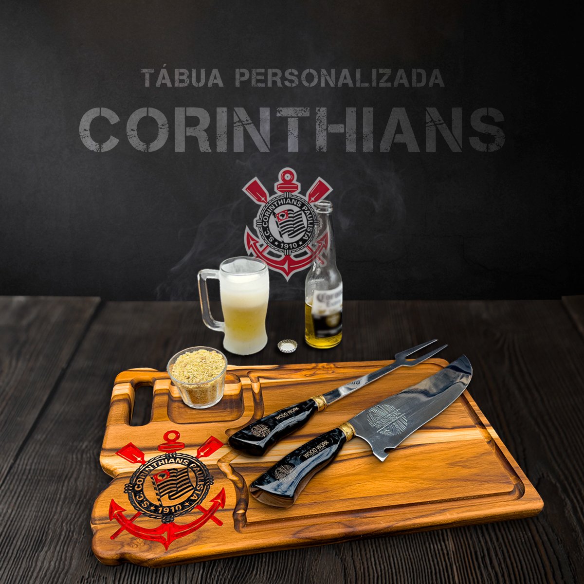 Tabua De Carne Personalizada Churrasco Corinthians - Imagem 2