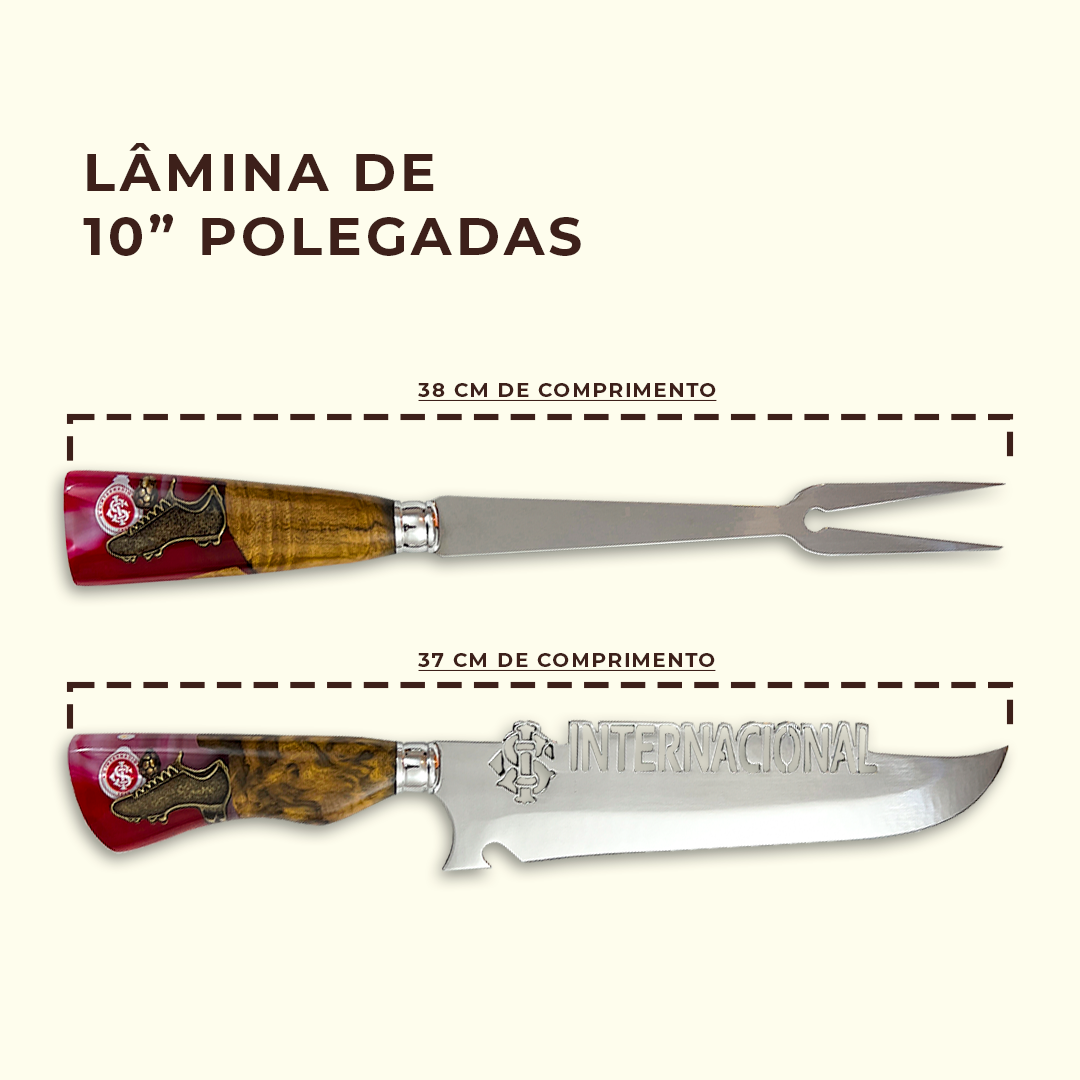 Kit Churrasco Faca + Garfo Inox Personalizada Internacional - Imagem 3