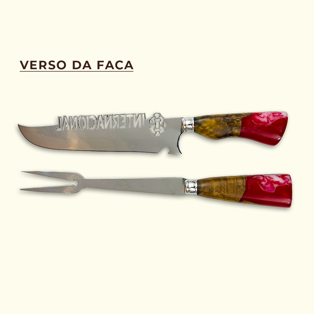 Kit Churrasco Faca + Garfo Inox Personalizada Internacional - Imagem 7