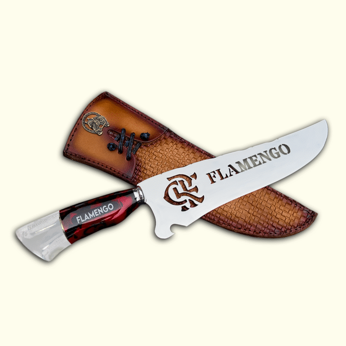 Faca Churrasco Personalizada Flamengo 10 Pol Aço Inox