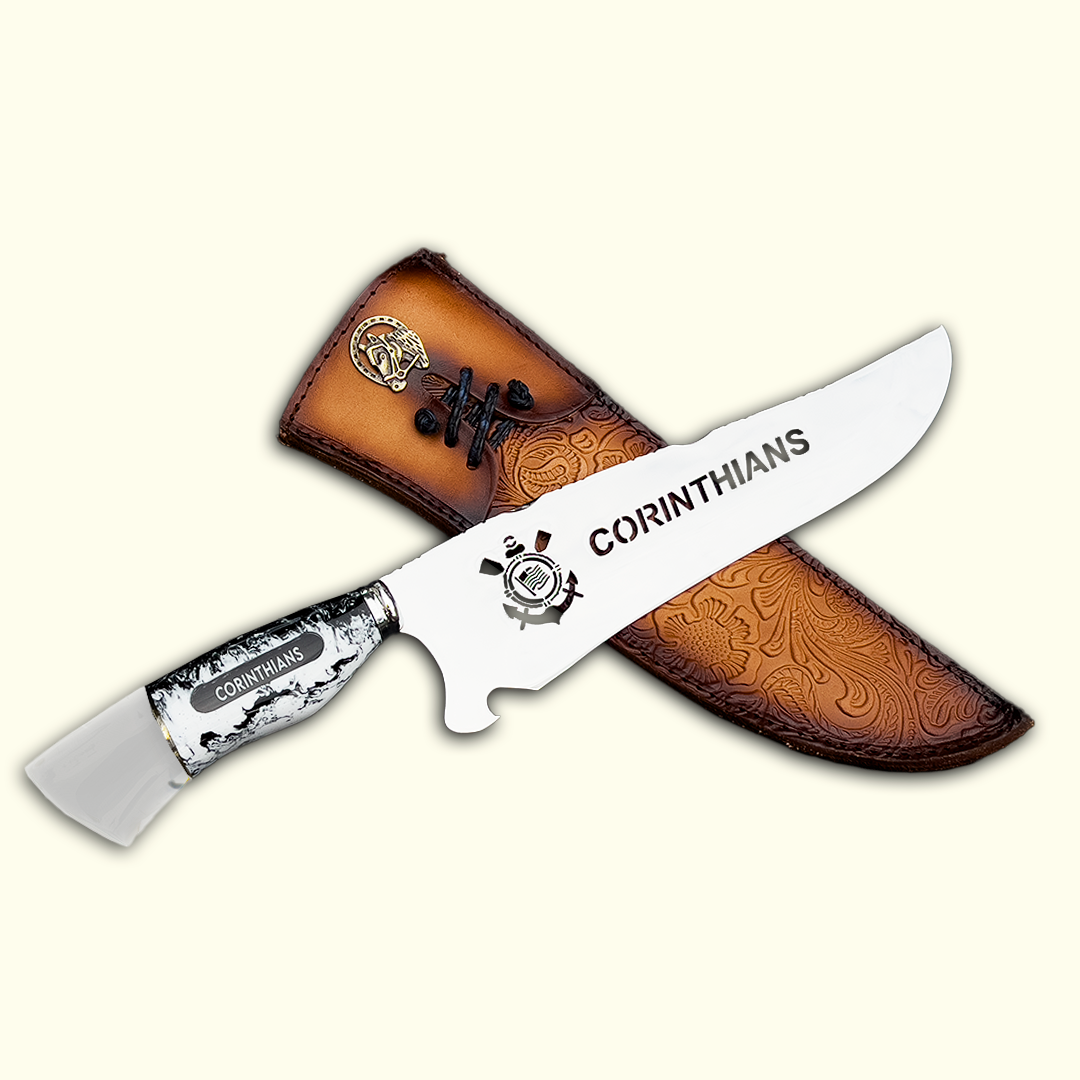 Faca Churrasco Personalizada Corinthians 10 Pol Aço Inox