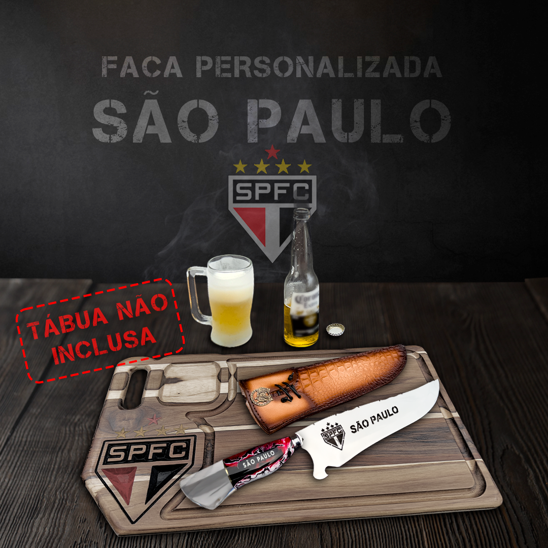 Faca Churrasco Personalizada São Paulo 10 Pol, Aço Inox - Imagem 3