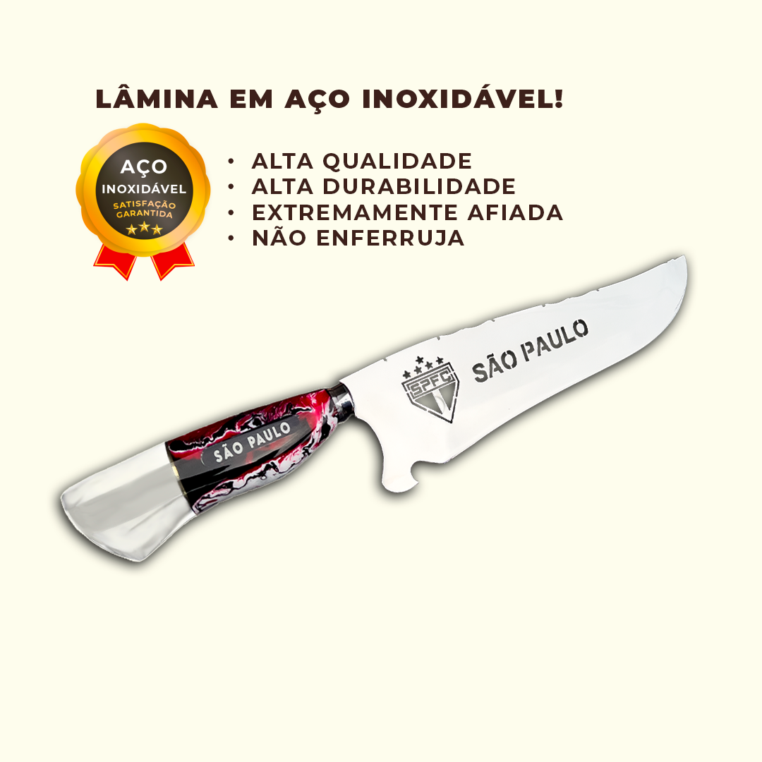 Faca Churrasco Personalizada São Paulo 10 Pol, Aço Inox - Imagem 5