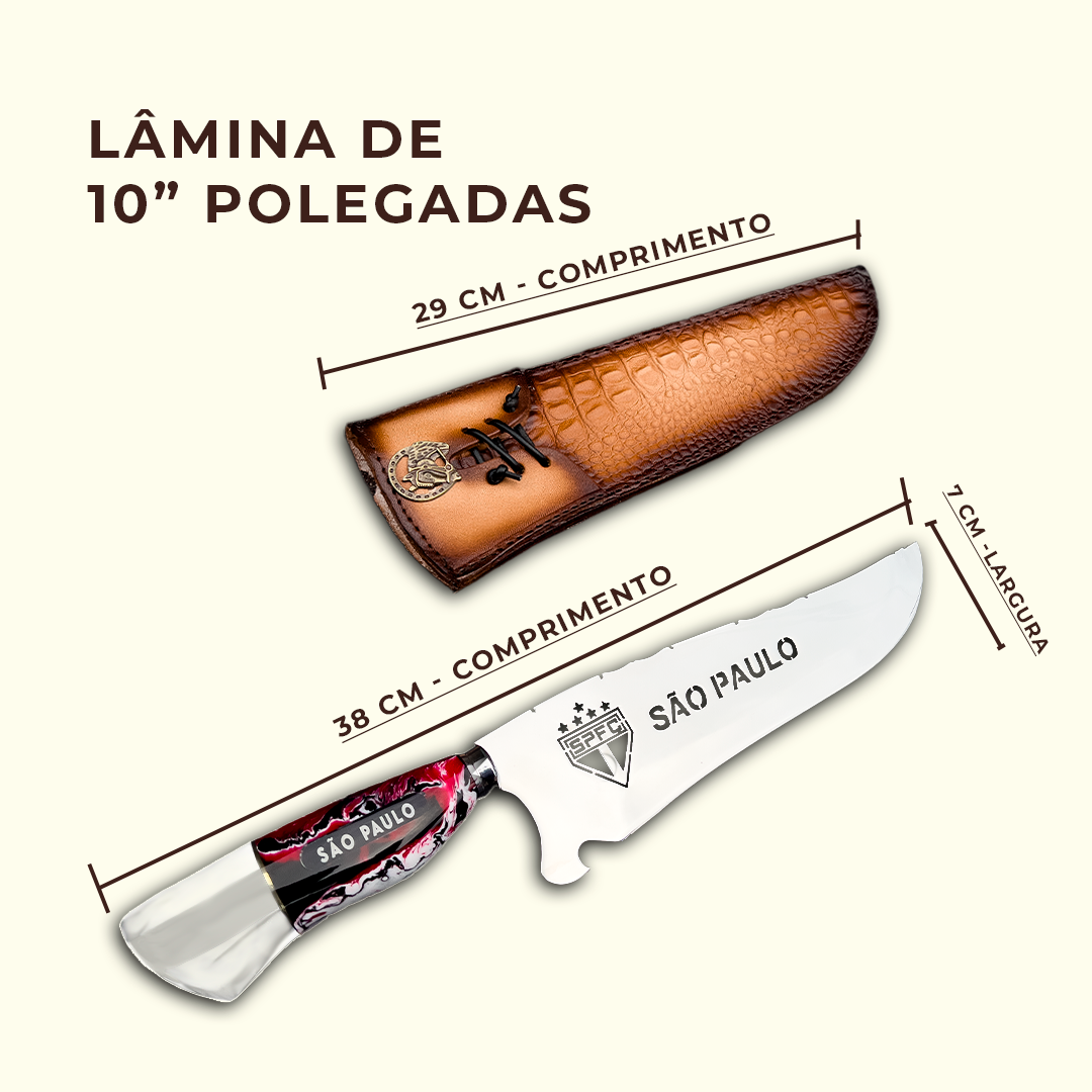 Faca Churrasco Personalizada São Paulo 10 Pol, Aço Inox - Imagem 4