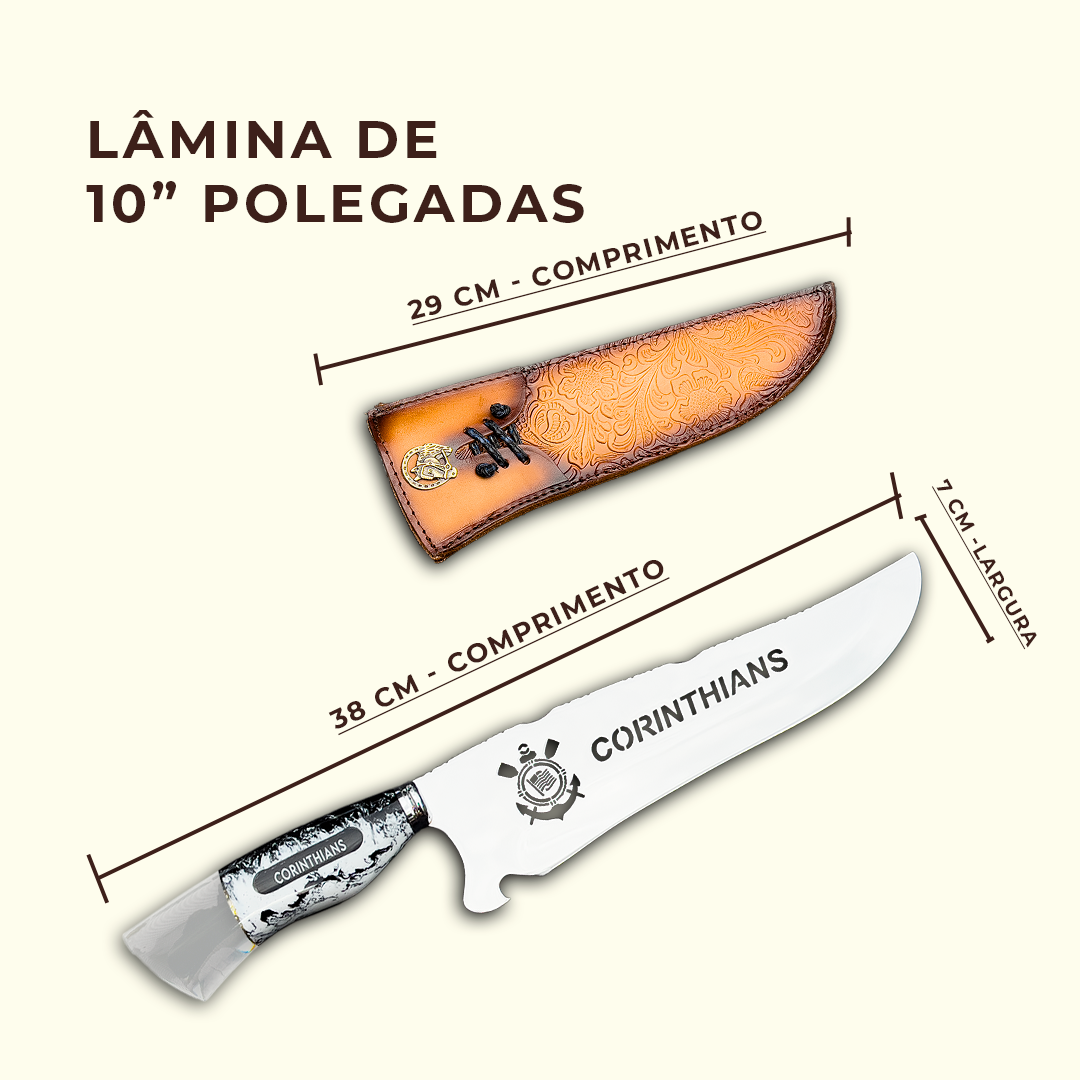 Faca Churrasco Personalizada Corinthians 10 Pol Aço Inox - Imagem 5