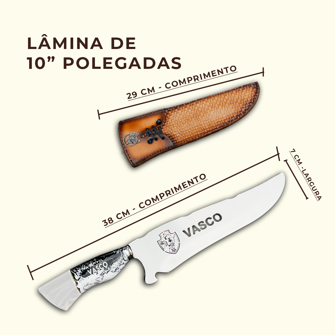 Faca Churrasco Personalizada Vasco 10 Pol Aço Inox - Imagem 5