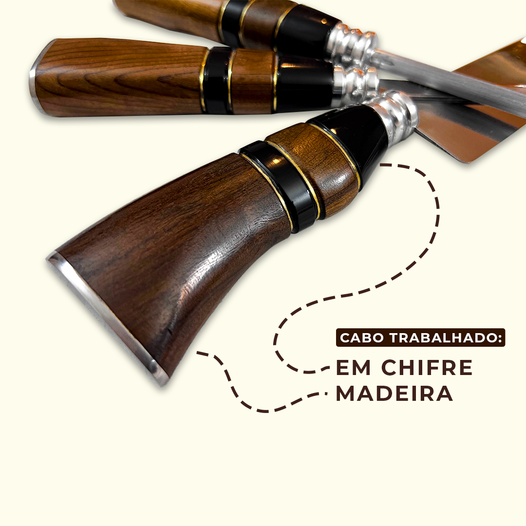 Kit Churrasco Faca + Garfo + Chaira Aço Inox Premium - Imagem 5