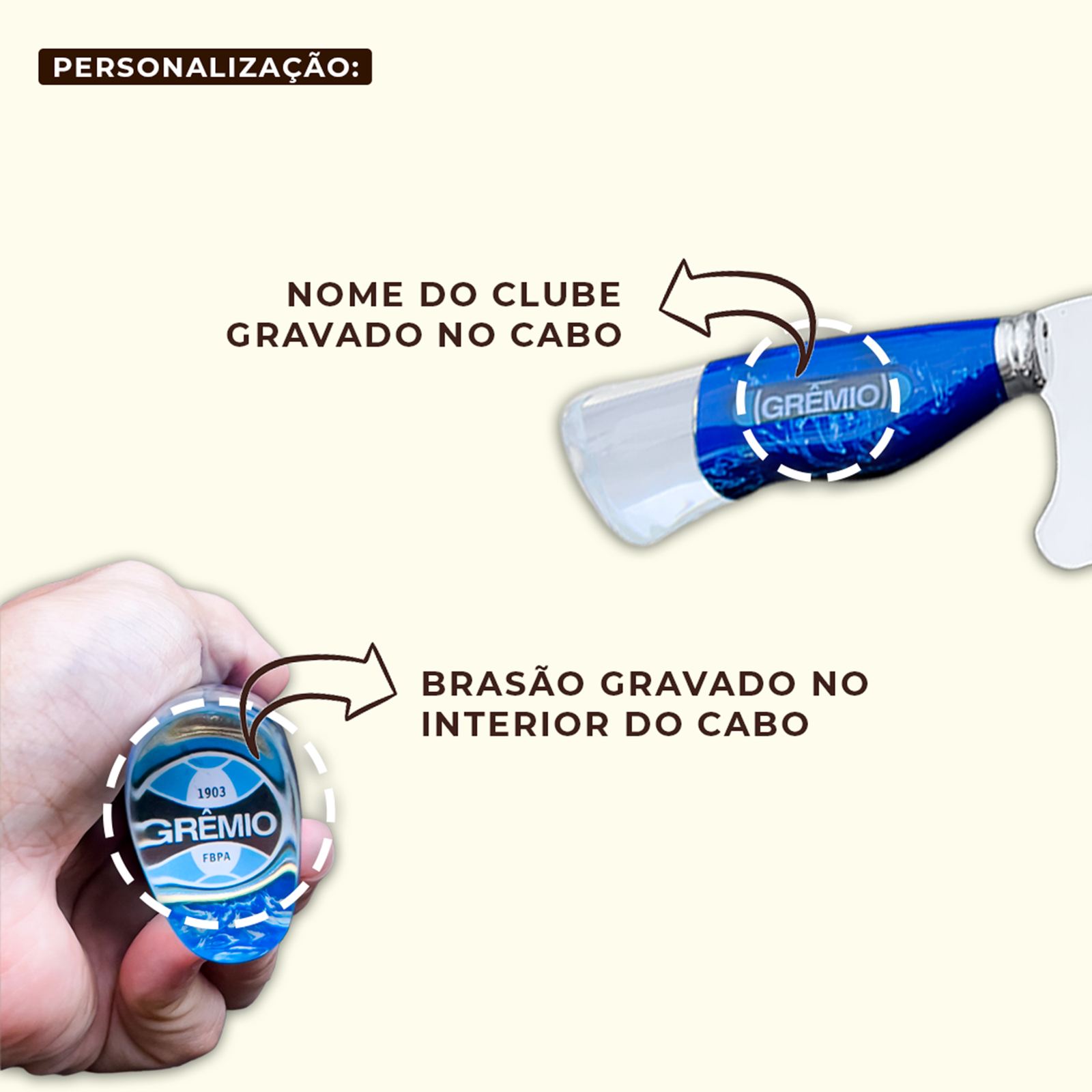 Faca Churrasco Personalizada Grêmio Aço Inox + Bainha - Imagem 7