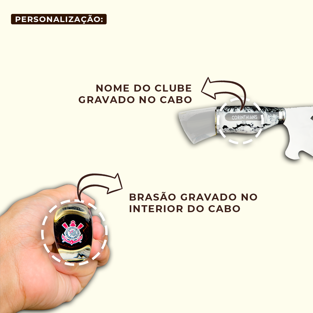 Faca Churrasco Personalizada Corinthians 10 Pol Aço Inox - Imagem 7