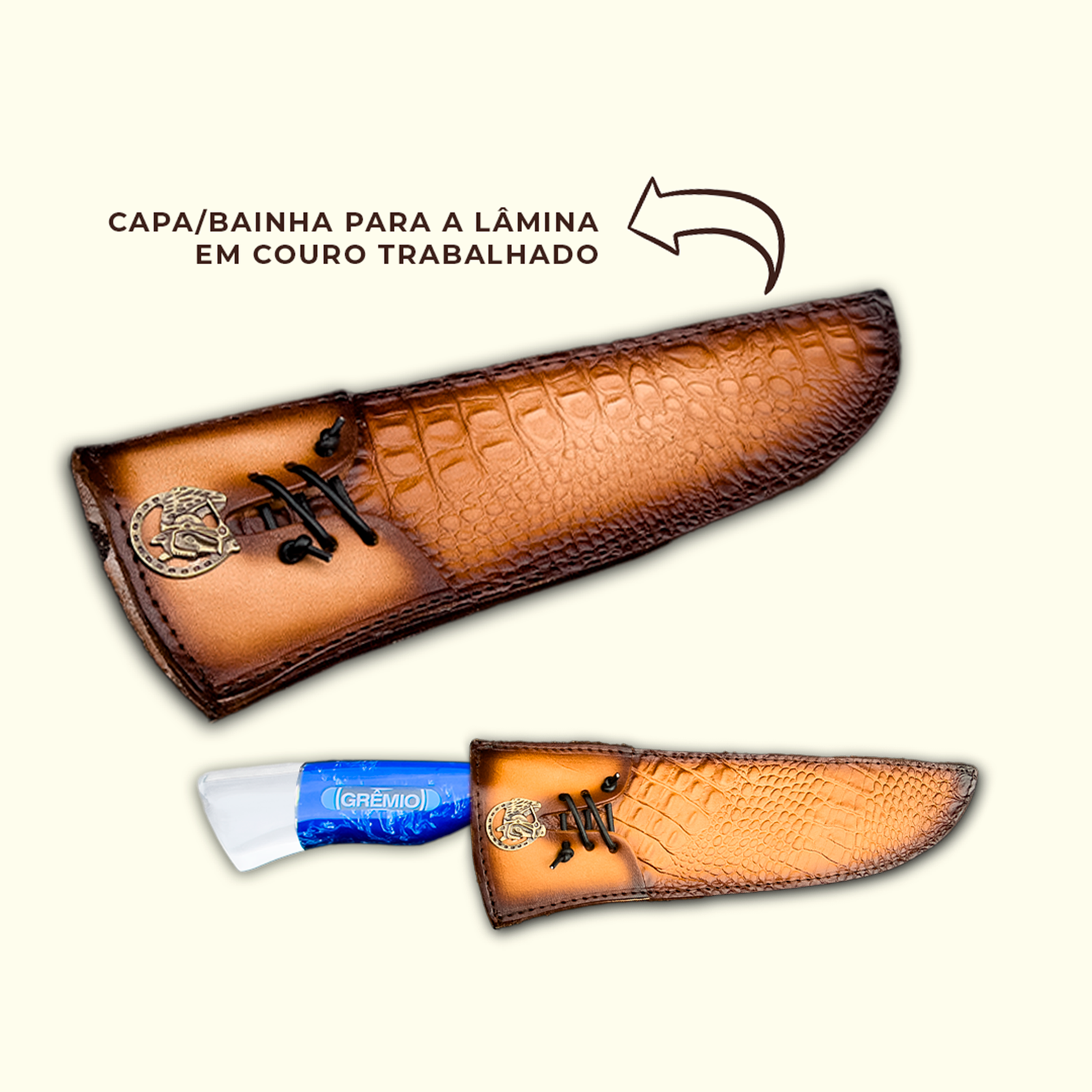 Faca Churrasco Personalizada Grêmio Aço Inox + Bainha - Imagem 8